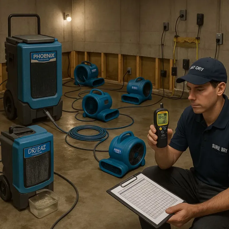 Structural Drying and Dehumidification process in Rosemead, CA